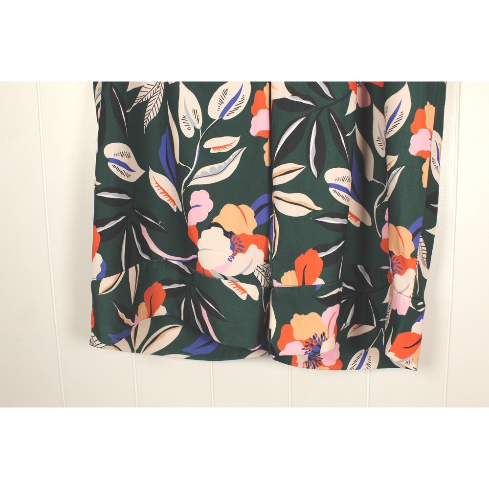 Eloquii Women's Green Floral Pull On Cropped Paperbag Waist Pants Size 18 - Picture 3 of 6